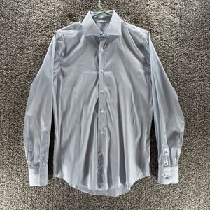 Suitsupply Dress Shirt Mens 42 White Blue Stripes‎ Long Sleeve Button Up Adult